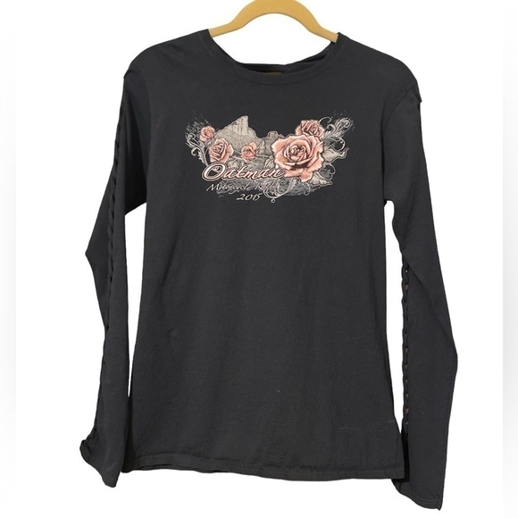 Tops - Black Long Sleeved Oatman Motorcycle Rally 2015 With Braided Back And Sleeves